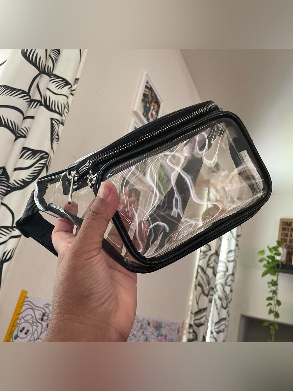 Forever 21 Clear PVC Belt Bag with Black Trim in good condition.